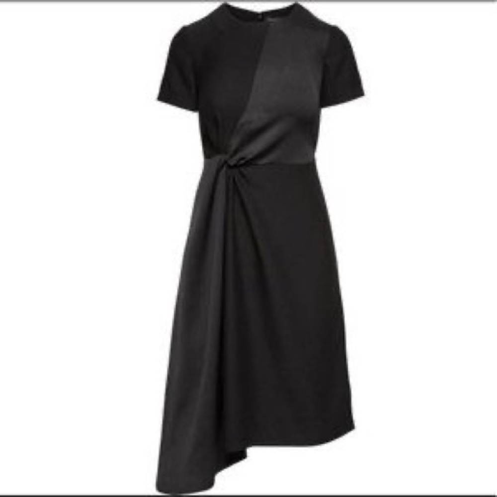 Banana Republic Mixed Media Asymmetrical Midi Knot Dress